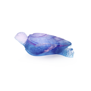 Daum Art Glass Daum Crystal Coral Sea Blue Pink Medium Sea Turtle