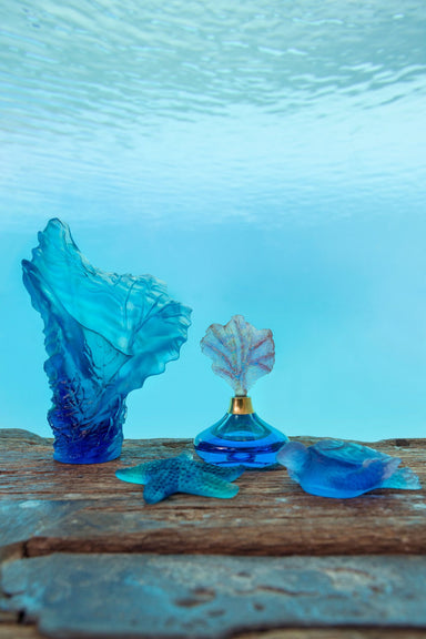 Daum Art Glass Daum Crystal Coral Sea Blue Pink Medium Sea Turtle
