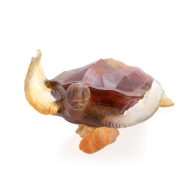 Daum Art Glass Daum Crystal Coral Sea Large Amber Grey Sea Turtle