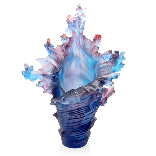 Daum Art Glass Daum Crystal Coral Sea Large Vase