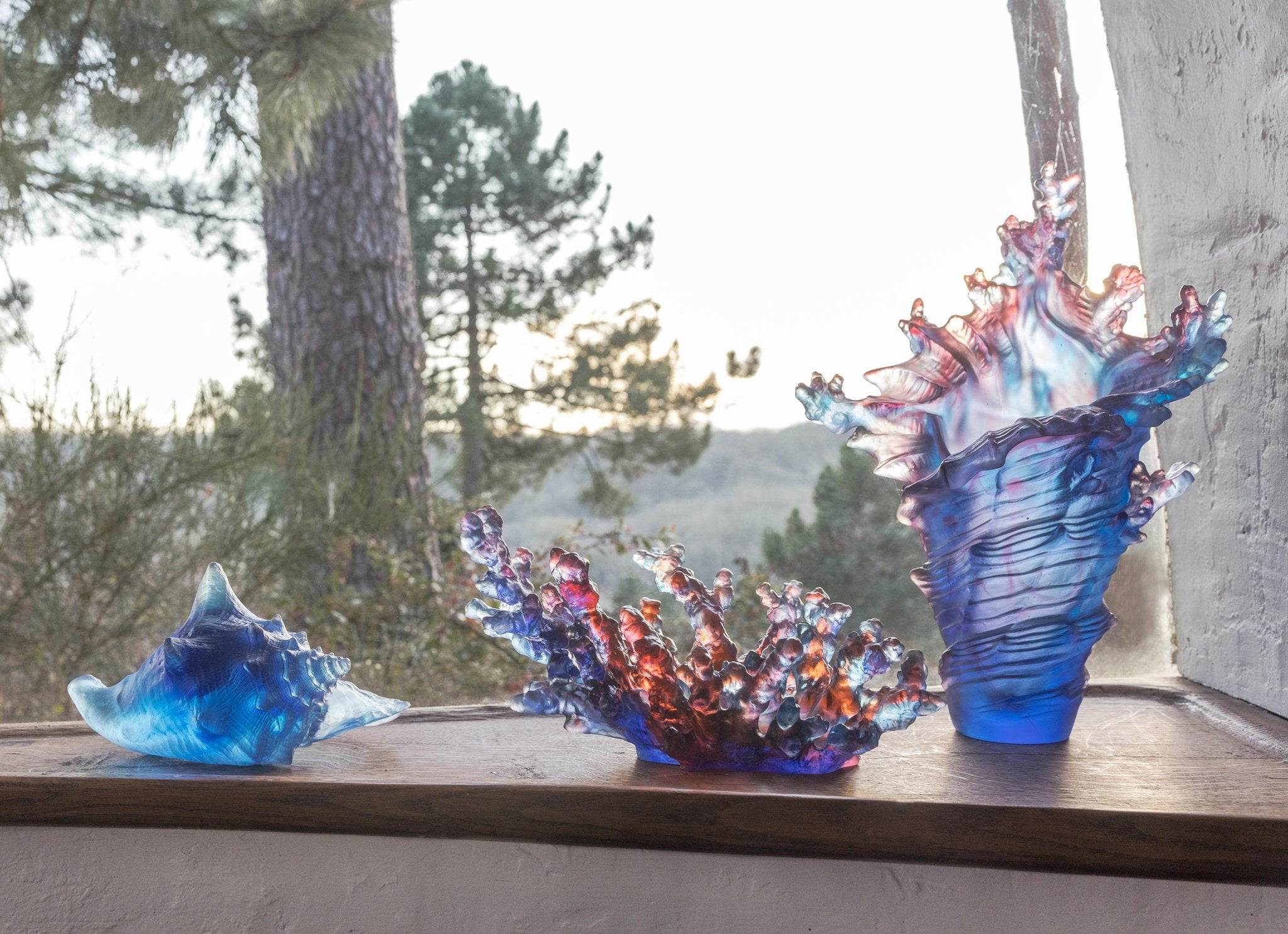 Daum Art Glass Daum Crystal Coral Sea Large Vase