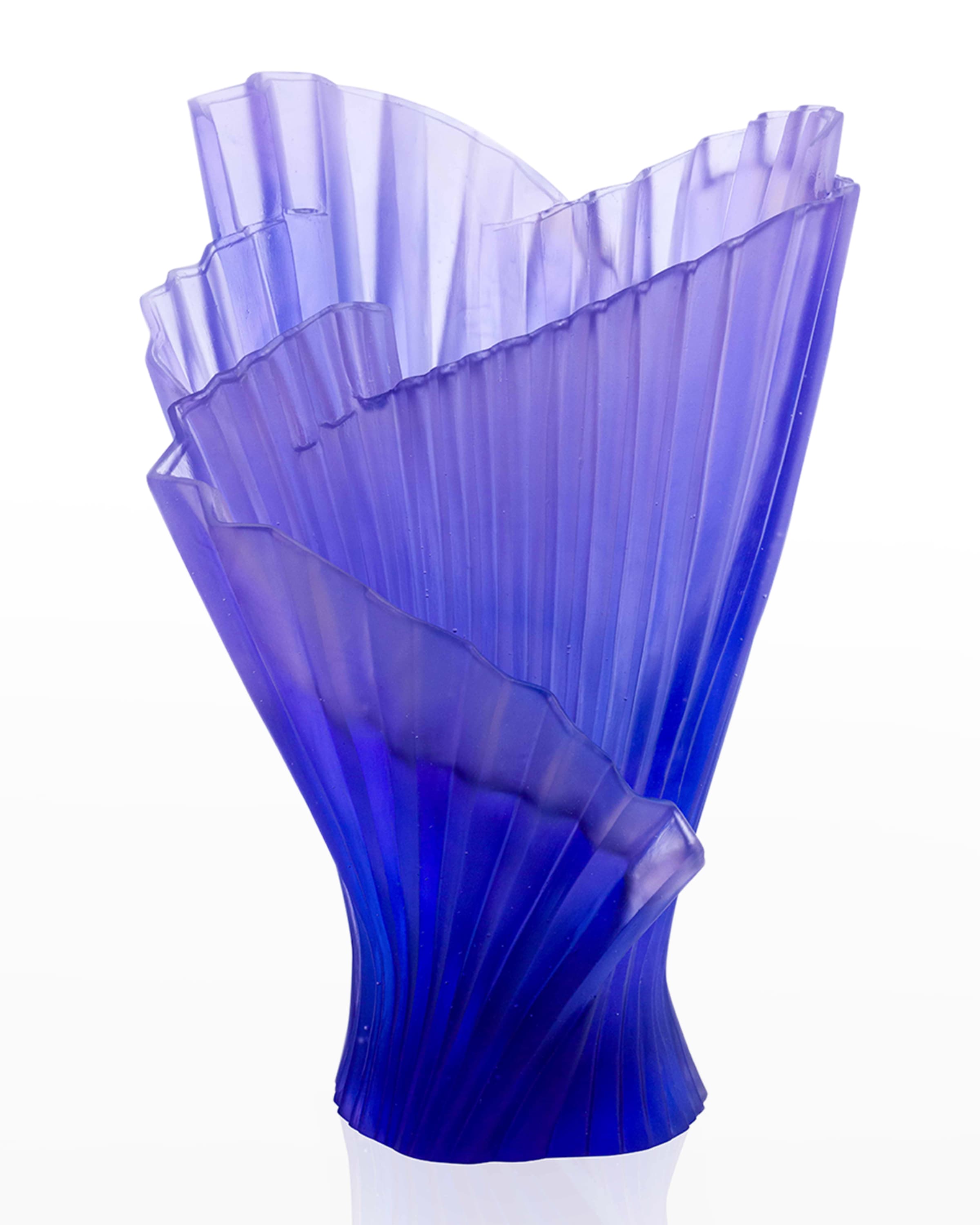 Daum Art Glass Daum Crystal Croisiere Medium Lilac Pleated Vase