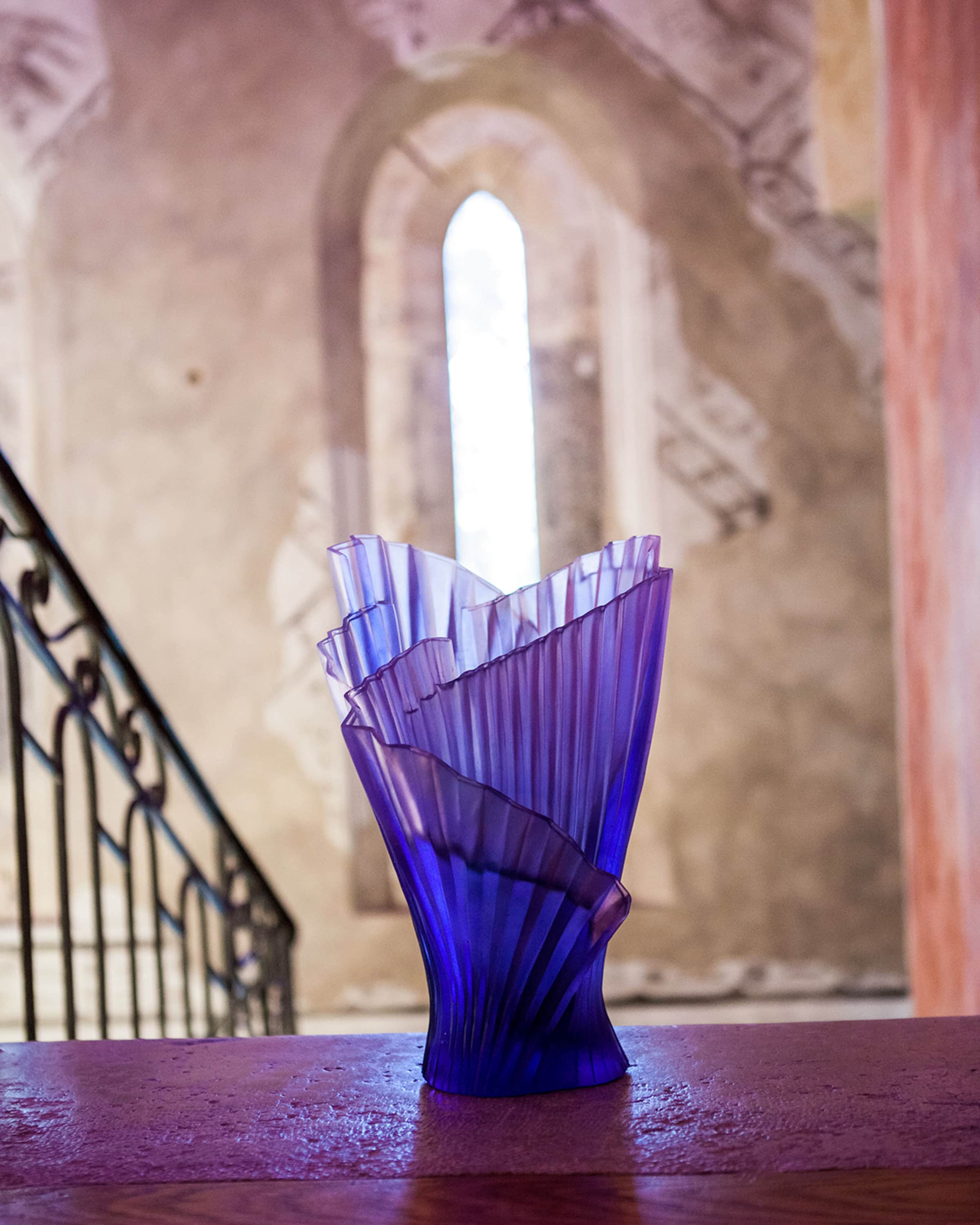 Daum Art Glass Daum Crystal Croisiere Medium Lilac Pleated Vase