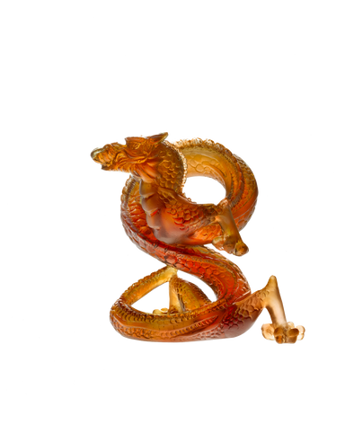 Daum Art Glass Daum Crystal Dragon Eight - Dark Amber