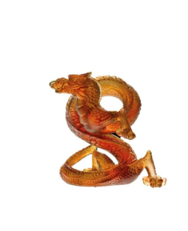Daum Art Glass Daum Crystal Dragon Eight - Dark Amber