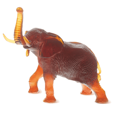 Daum Art Glass Daum Crystal Elephant by Jean-François Leroy in Amber