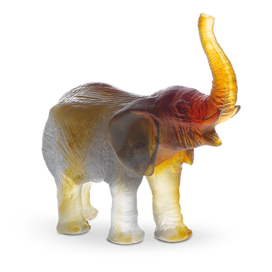 Daum Art Glass Daum Crystal Elephant in Amber & Green by Jean François Leroy