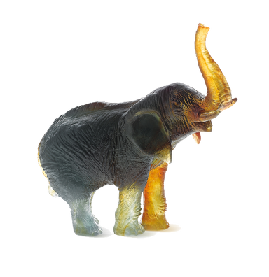 Daum Art Glass Daum Crystal Elephant in Amber & Green by Jean-François Leroy