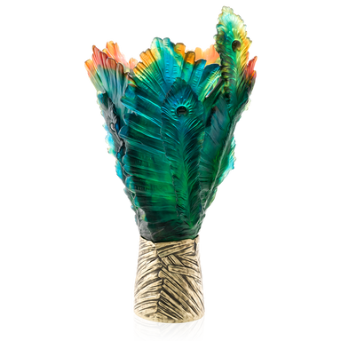 Daum Art Glass Daum Crystal Fleur de Paon Magnum Vase