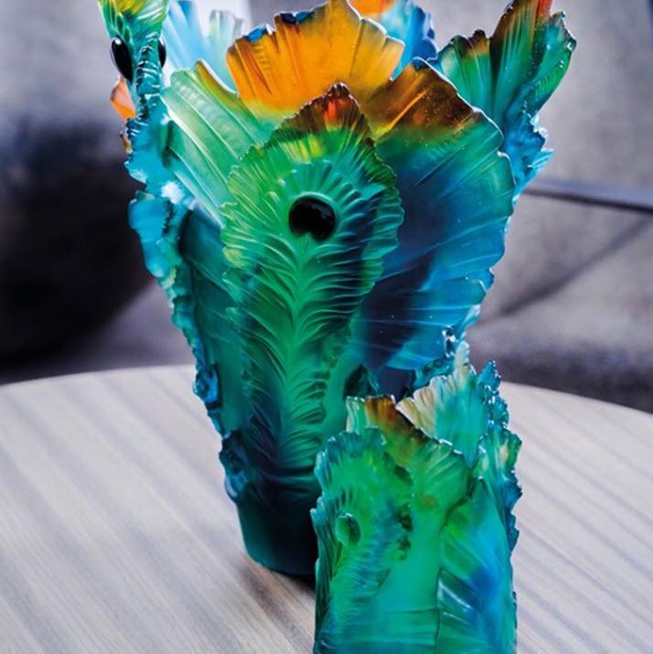 Daum Crystal Fleur de Paon Small Vase