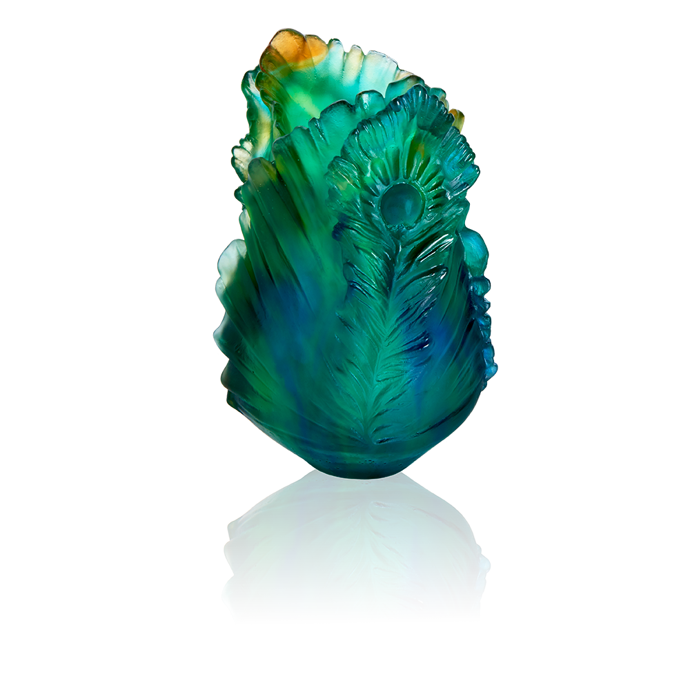 Daum Art Glass Daum Crystal Fleur de Paon Small Vase