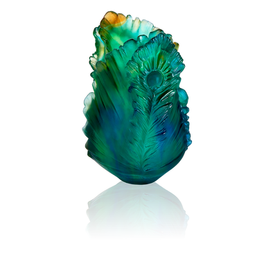 Daum Art Glass Daum Crystal Fleur de Paon Small Vase