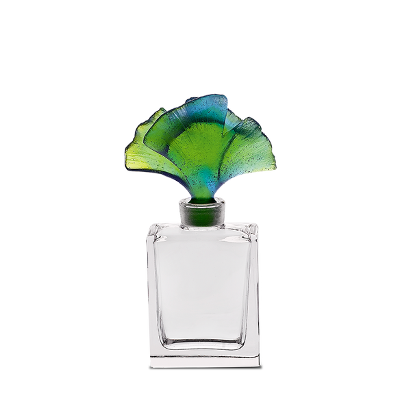 Daum Art Glass Daum Crystal Ginkgo Perfume Bottle in Blue & Green