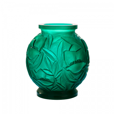 Daum Art Glass Daum Crystal Green Large Vase Empreinte 175 Ex