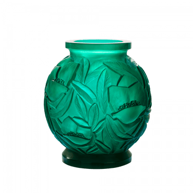 Daum Art Glass Daum Crystal Green Large Vase Empreinte 175 Ex