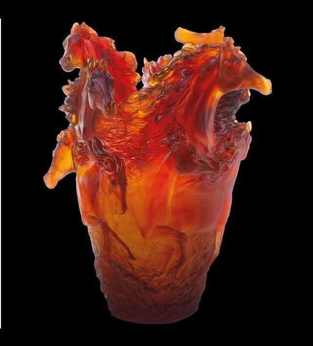 Daum Art Glass Daum Crystal Horse Vase - Amber