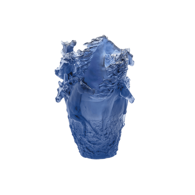 Daum Art Glass Daum Crystal Horse Vase - Blue