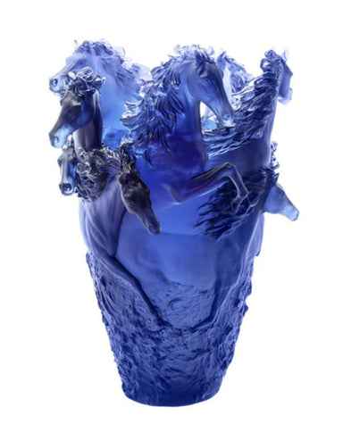 Daum Art Glass Daum Crystal Horse Vase - Blue