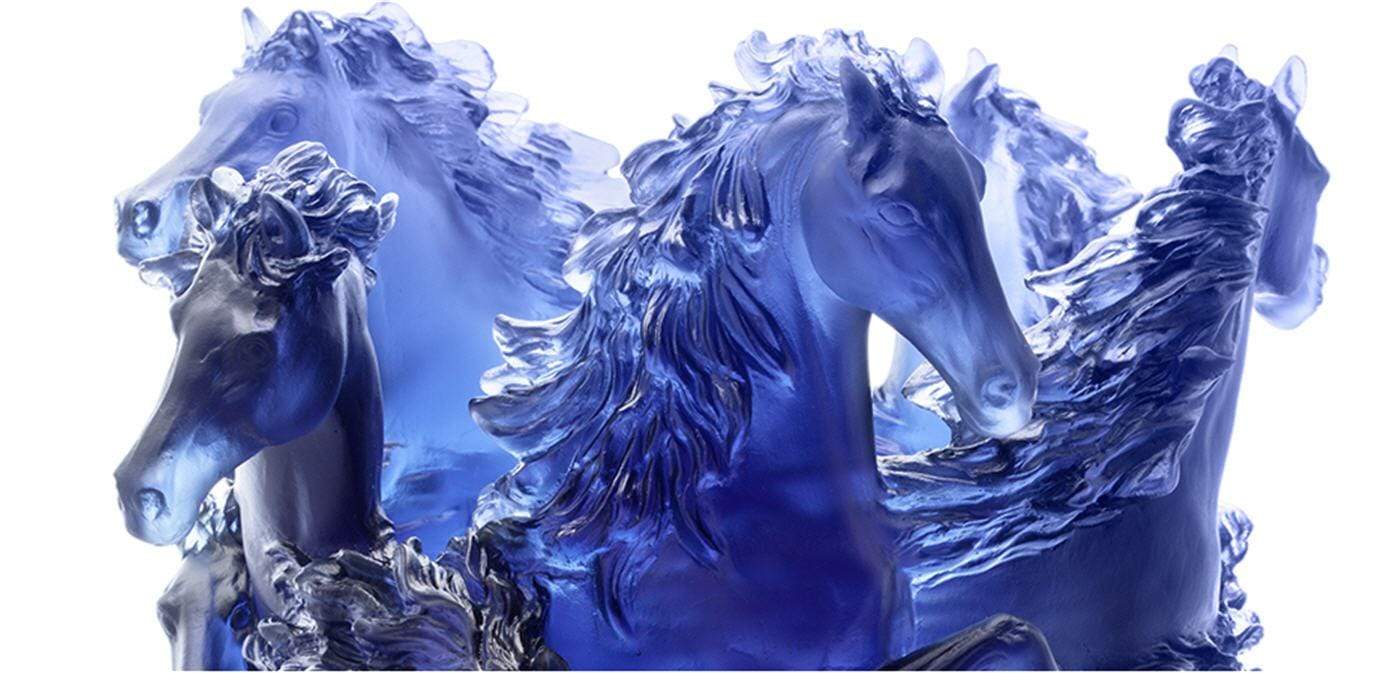 Daum Crystal Horse Vase - Blue