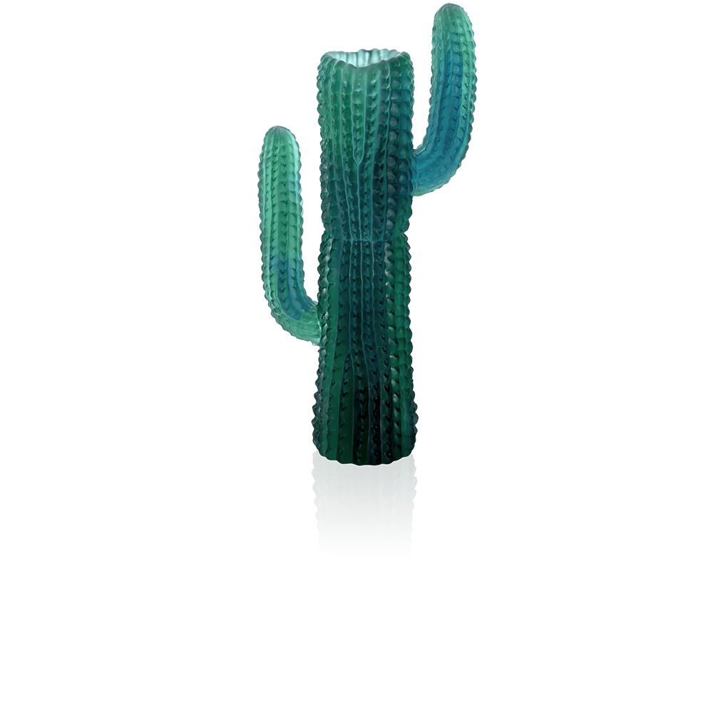 Daum Art Glass Daum Crystal Jardin de Cactus Green Vase by Emilio Robba