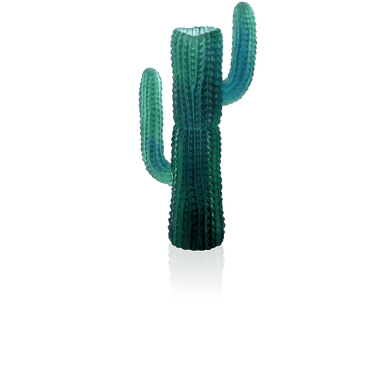 Daum Art Glass Daum Crystal Jardin de Cactus Green Vase by Emilio Robba