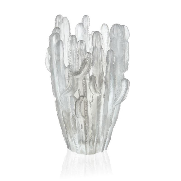 Daum Crystal Jardin de Cactus Large Grey Vase by Emilio Robba