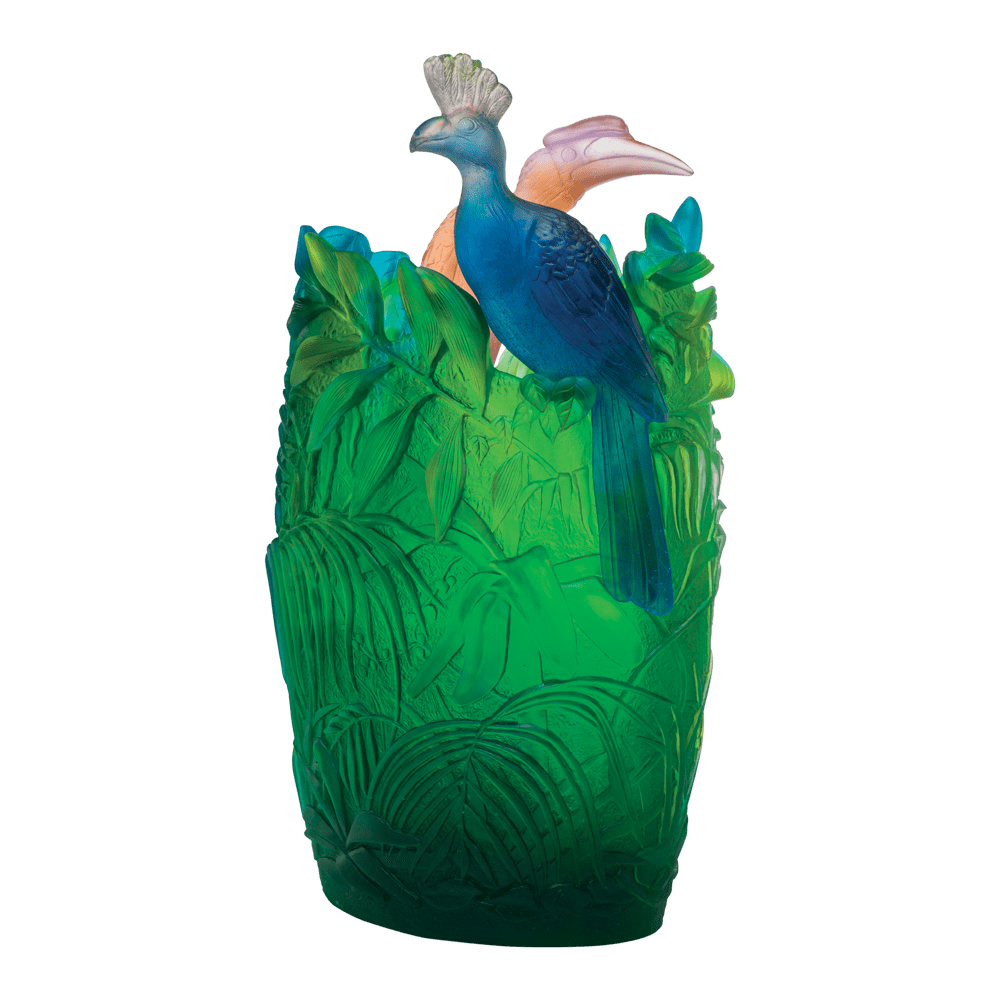 Daum Art Glass Daum Crystal Jungle Oval Vase