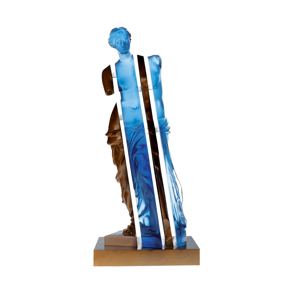 Daum Art Glass Daum Crystal L'Ame de Vénus Blue & Bronze by Arman 125 ex