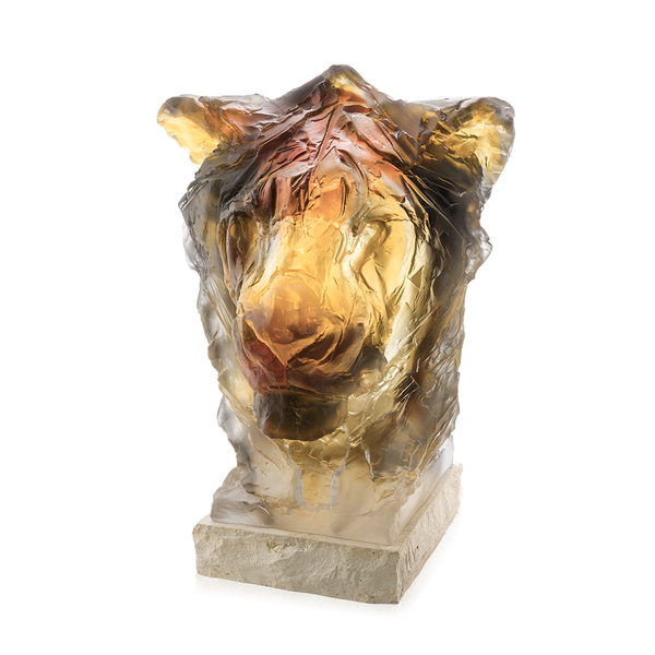 Daum Art Glass Daum Crystal Lion Head by Patrick Villas