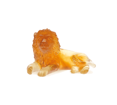 Daum Art Glass Daum Crystal Lion Small - Amber Green