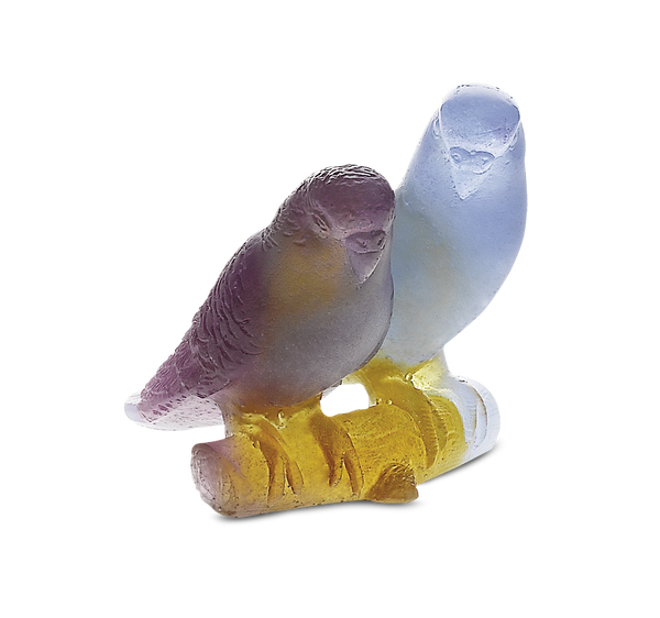Daum Art Glass Daum Crystal Lovebirds - Amber