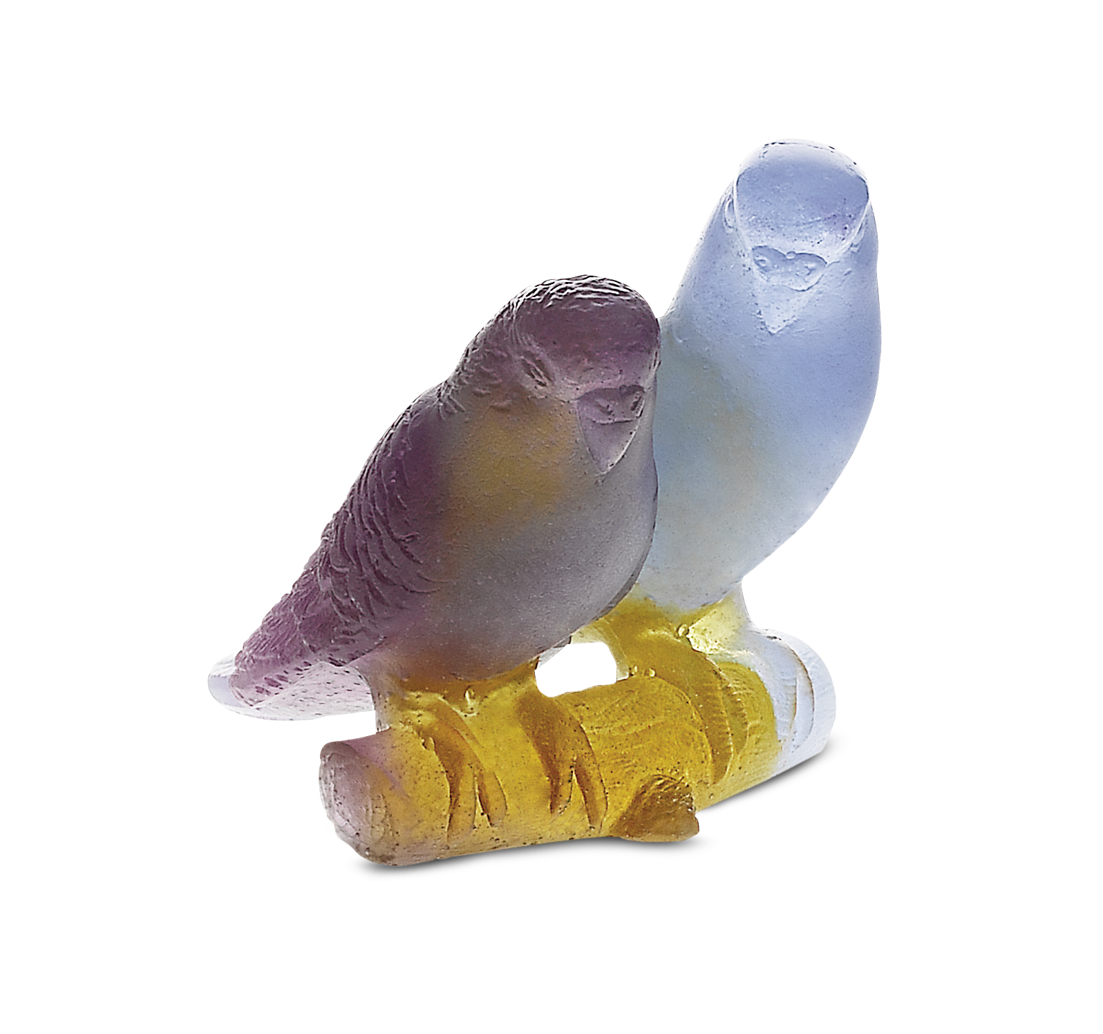 Daum Art Glass Daum Crystal Lovebirds - Amber
