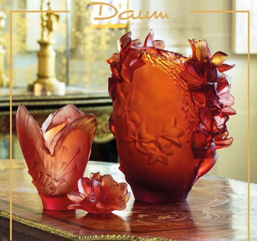 Daum Crystal Medium Vase Safran