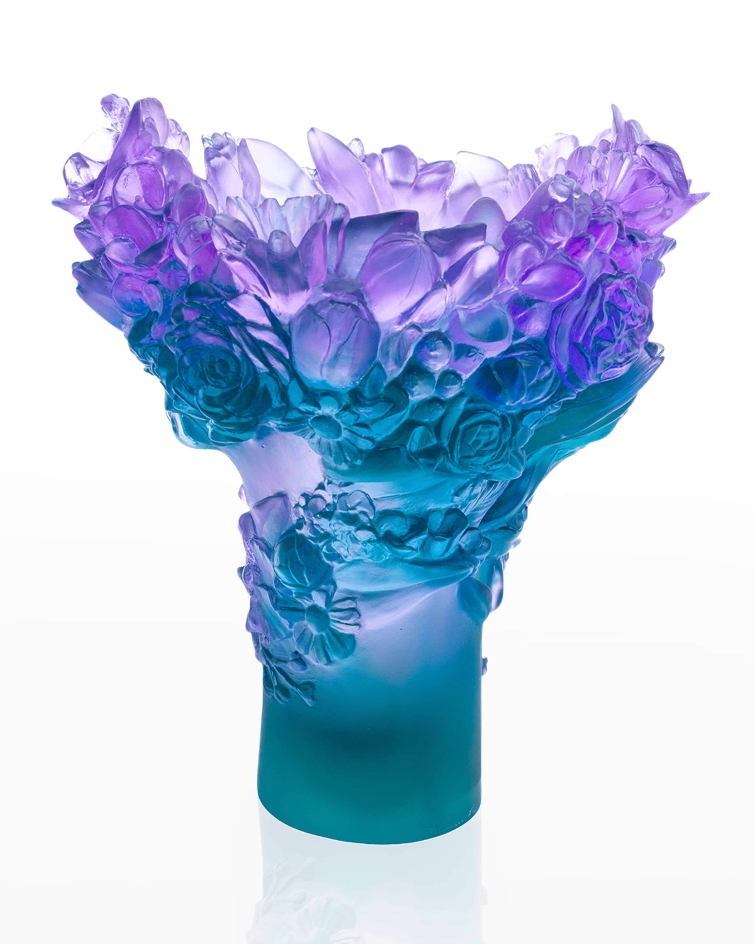 Daum Art Glass Daum Crystal Medium Vase Sweet Garden