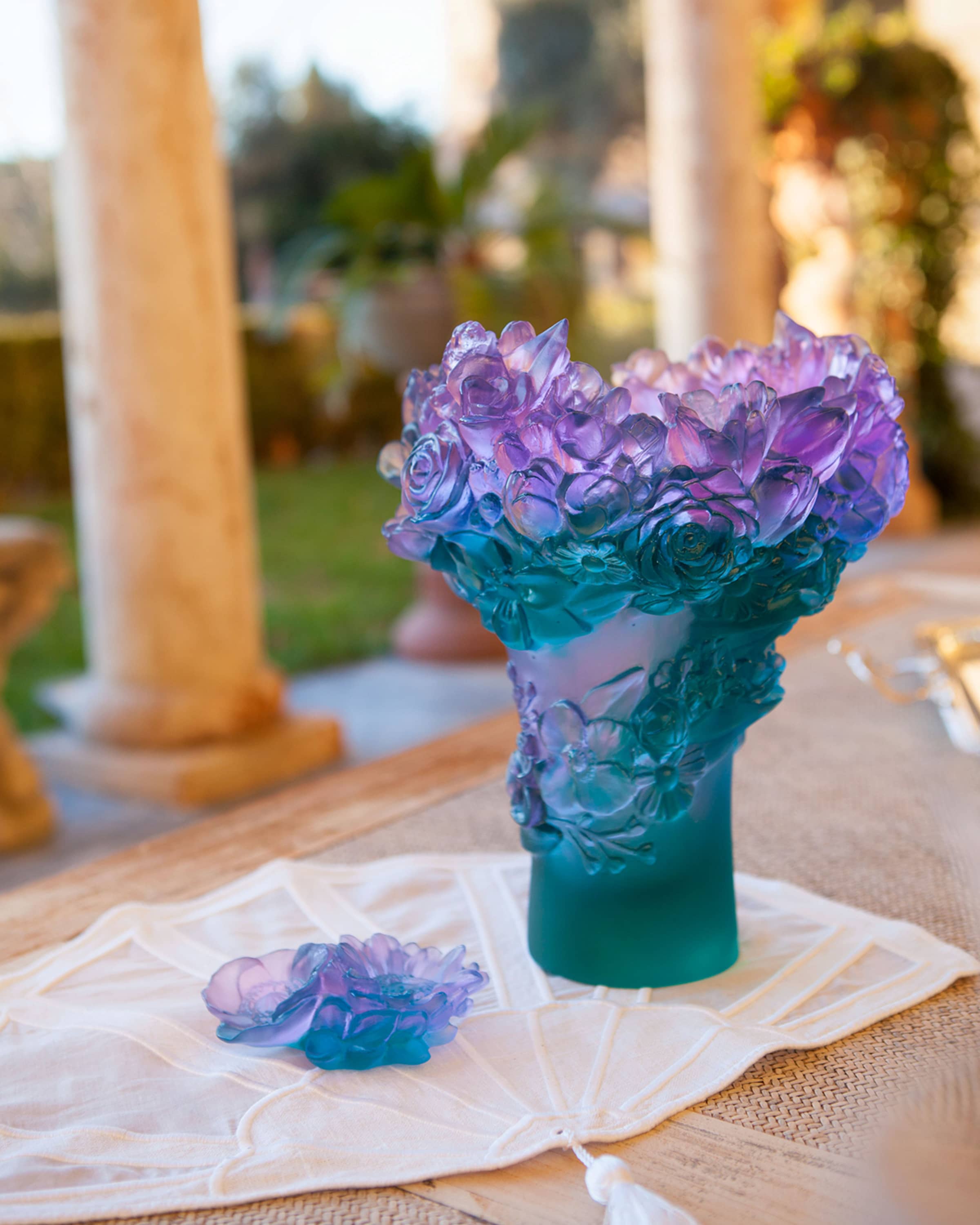 Daum Art Glass Daum Crystal Medium Vase Sweet Garden