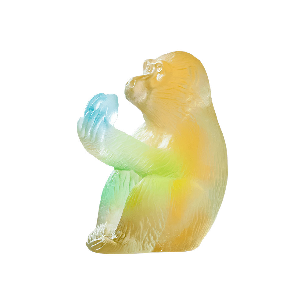 Daum Art Glass Daum Crystal Monkey with Peach Chinese Horoscope
