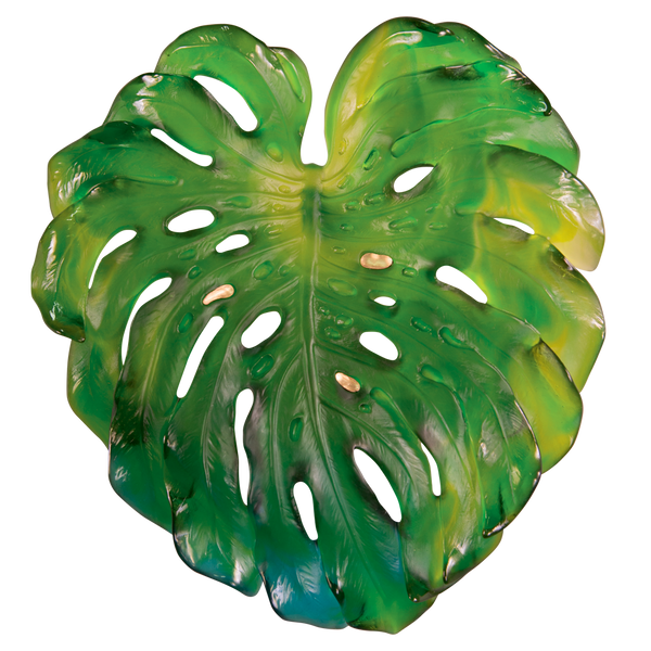 Daum Crystal Monstera Large Wall Leaf in Green by Emilio Robba