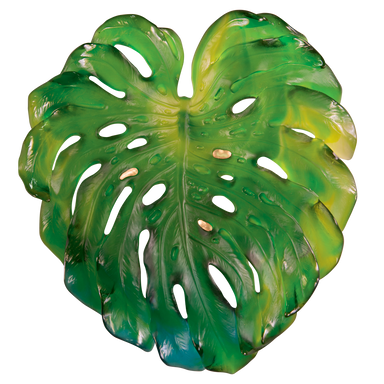 Daum Art Glass Daum Crystal Monstera Large Wall Leaf in Green by Emilio Robba