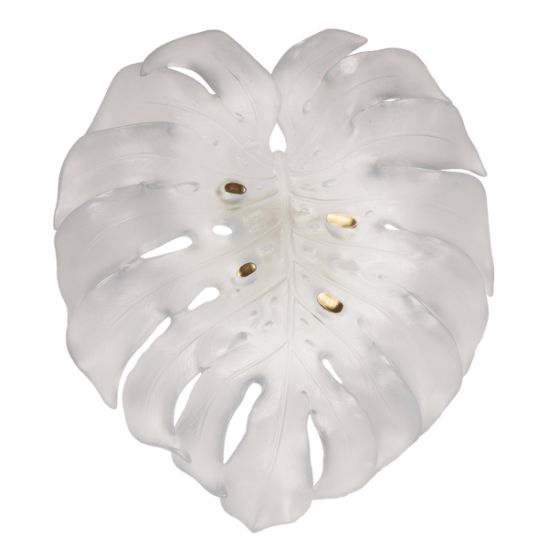 Daum Crystal Monstera Large Wall Leaf in White by Emilio Robba