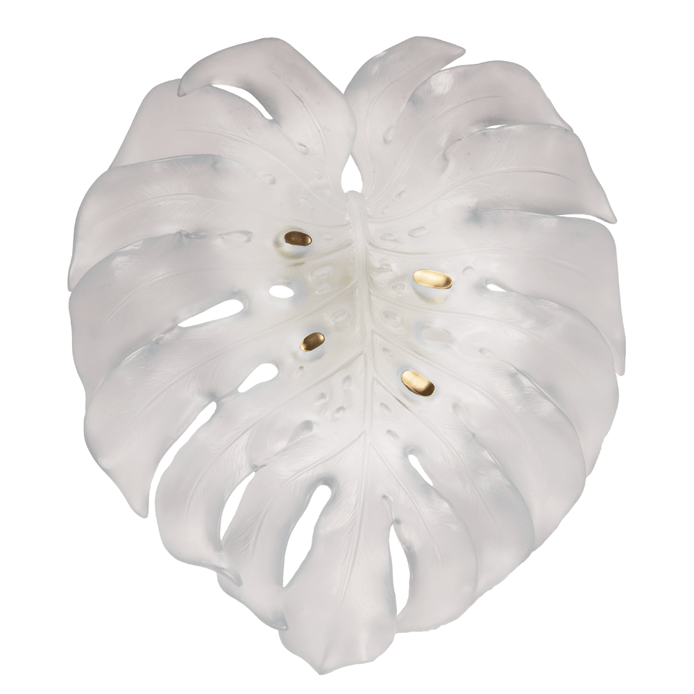 Daum Art Glass Daum Crystal Monstera Large Wall Leaf in White by Emilio Robba