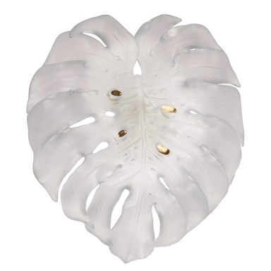 Daum Art Glass Daum Crystal Monstera Large Wall Leaf in White by Emilio Robba