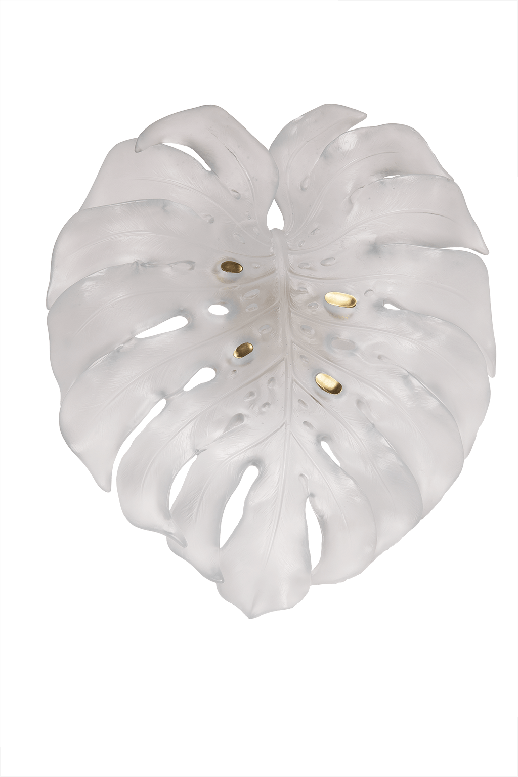 Daum Art Glass Daum Crystal Monstera Large white wall leaf by Emilio Robba