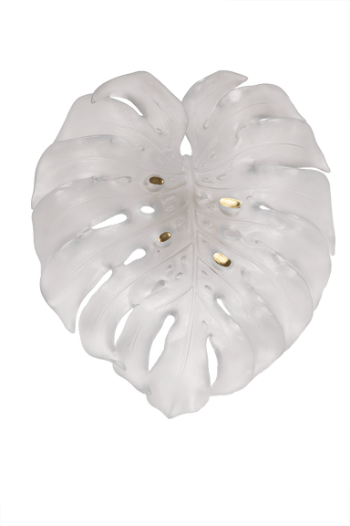 Daum Art Glass Daum Crystal Monstera Large white wall leaf by Emilio Robba