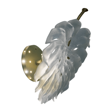 Daum Art Glass Daum Crystal Monstera Small Wall Lamp in White by Emilio Robba