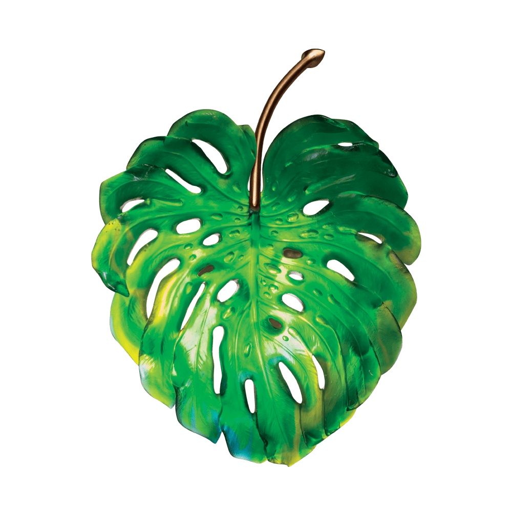 Daum Art Glass Daum Crystal Monstera Small Wall Leaf in Green by Emilio Robba