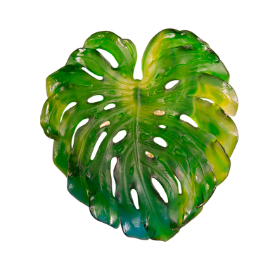 Daum Art Glass Daum Crystal Monstera Small Wall Leaf in Green by Emilio Robba
