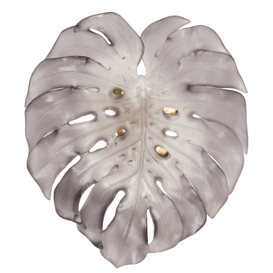 Daum Art Glass Daum Crystal Monstera Wall Leaf in Grey by Emilio Robba