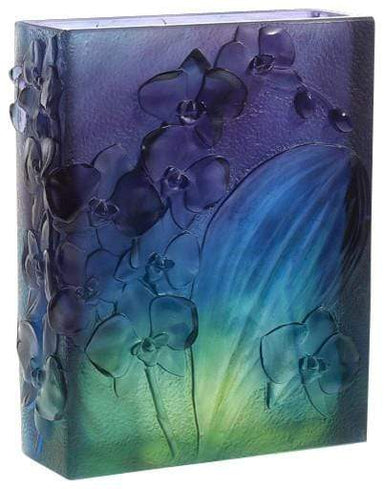 Daum Art Glass Daum Crystal Orchid Vase - Dark Blue