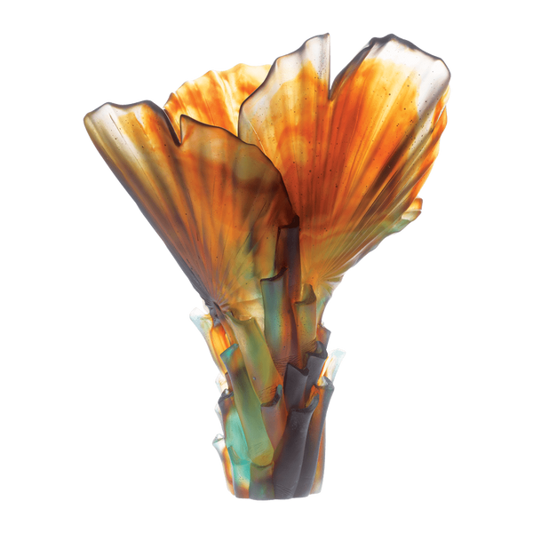 Daum Art Glass Daum Crystal Palm Magnum Vase By E Robba