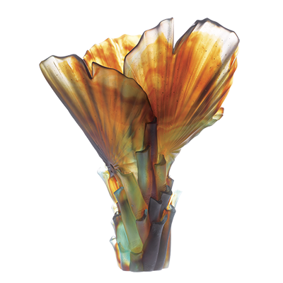 Daum Art Glass Daum Crystal Palm Magnum Vase By E Robba